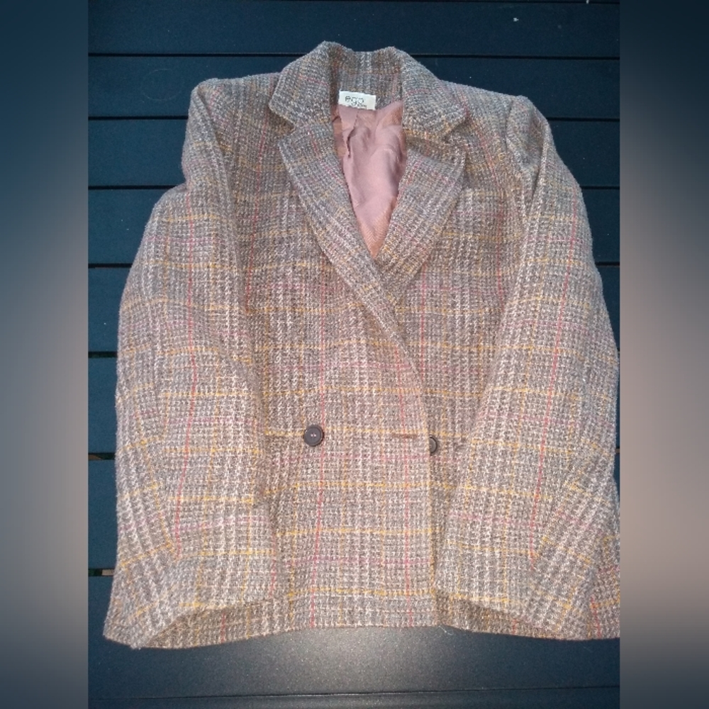 Vintage Ego Fashions Women"s Pink Tweed Blazer, Size 5, Double Breasted,… - Picture 2 of 7
